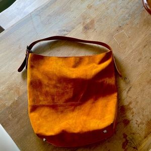 Barney’s New York Cognac Suede Hobo Bag